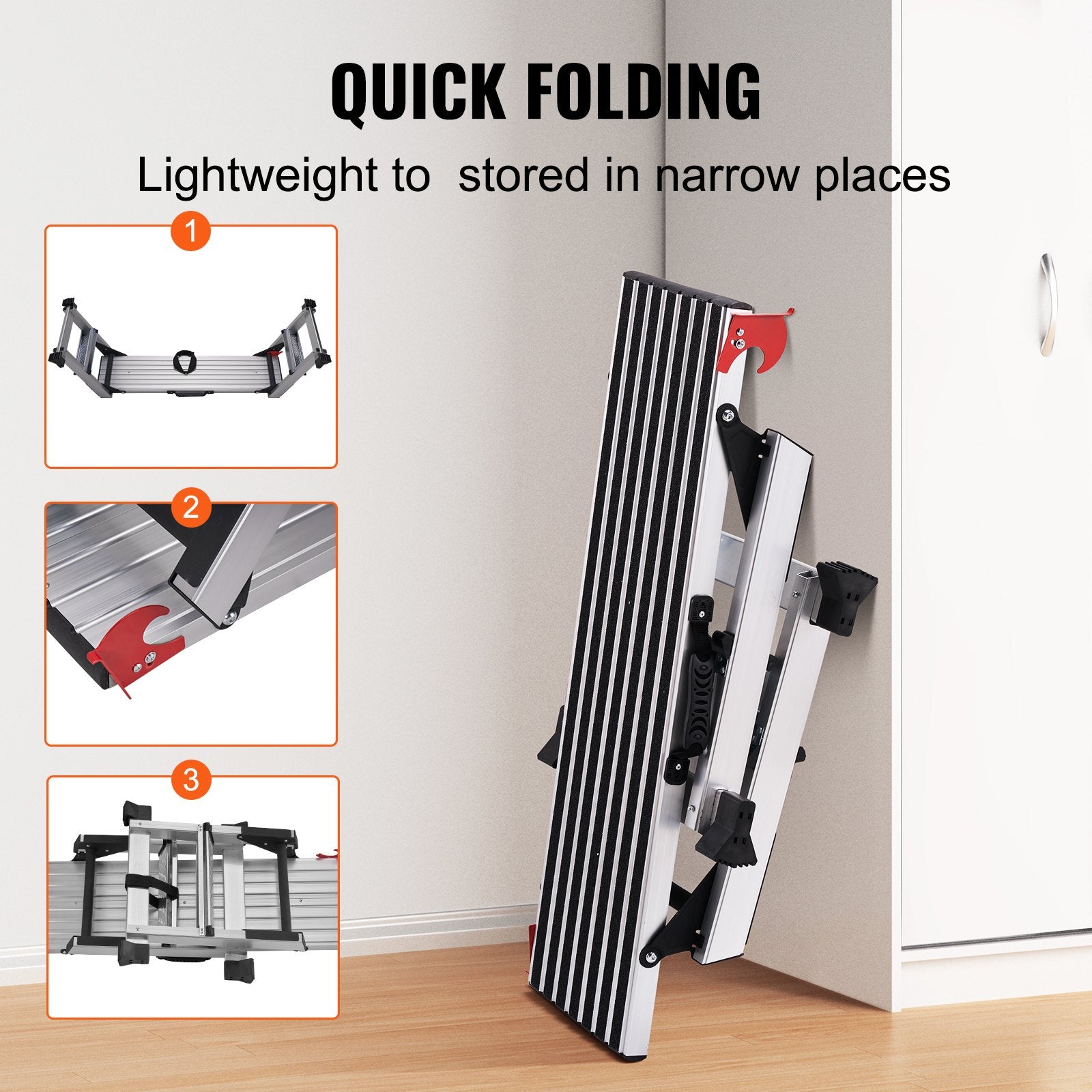 Folding Work Platform, 299.4 kg Load Capacity, Aluminum Drywall Stool