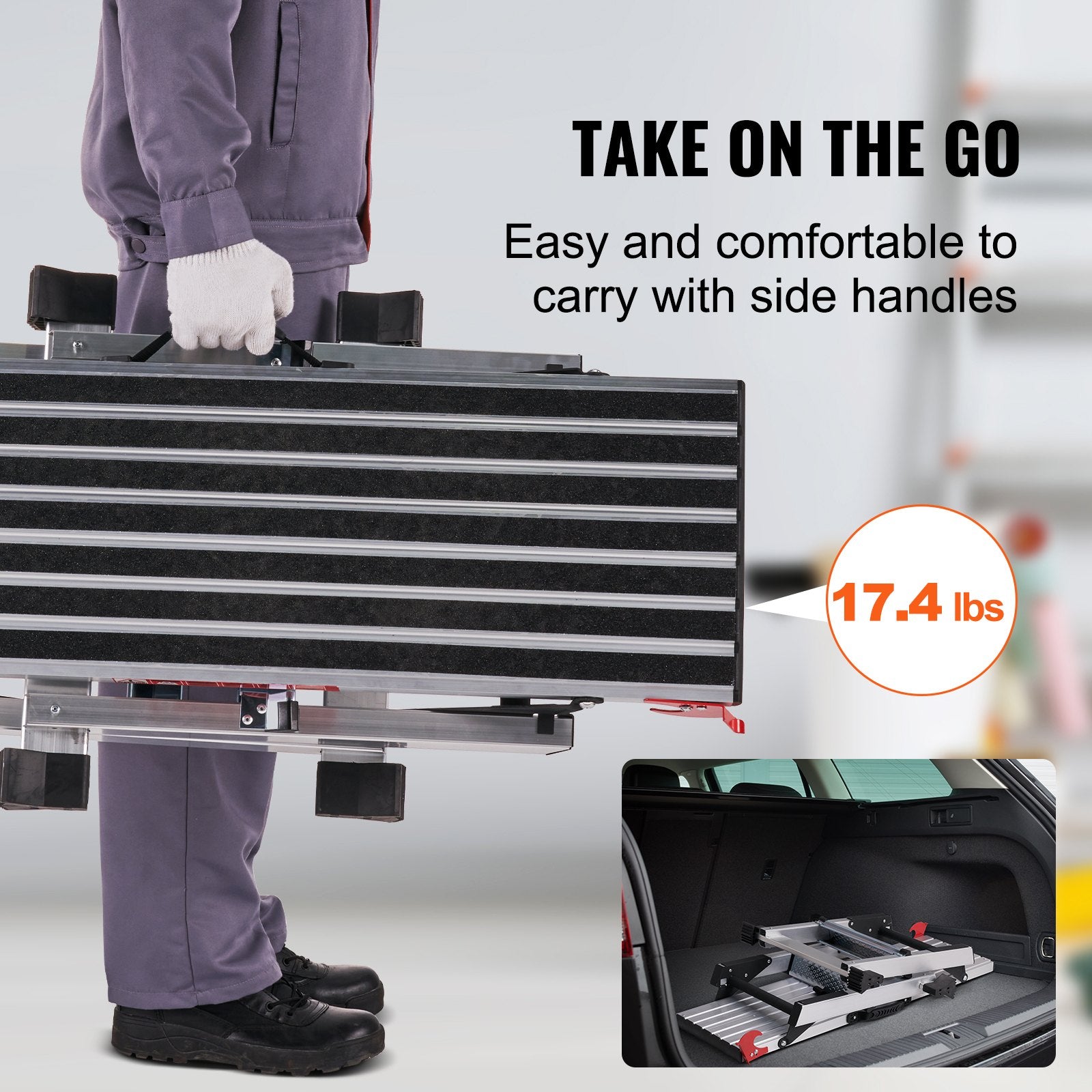 Folding Work Platform, 299.4 kg Load Capacity, Aluminum Drywall Stool