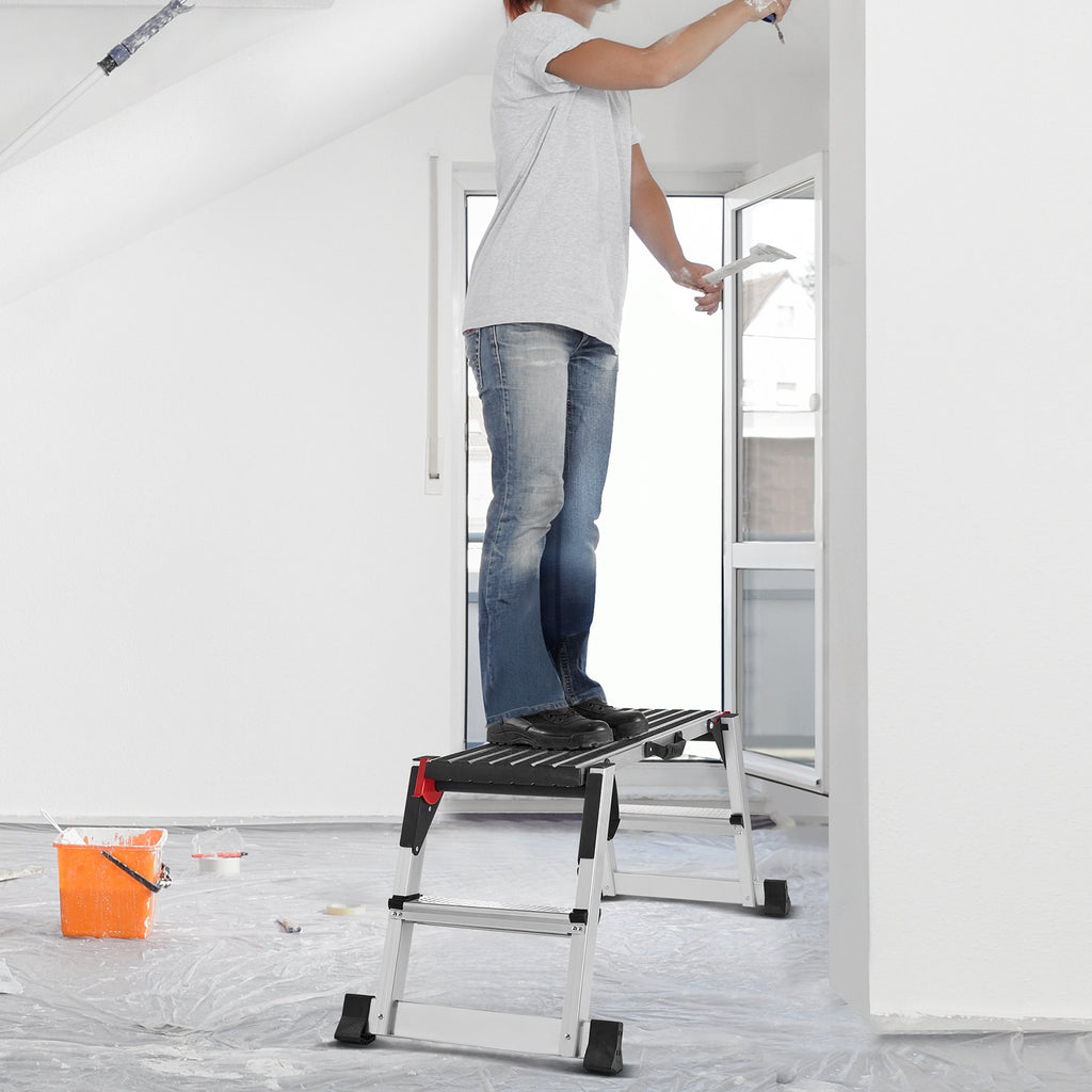 Folding Work Platform, 299.4 kg Load Capacity, Aluminum Drywall Stool