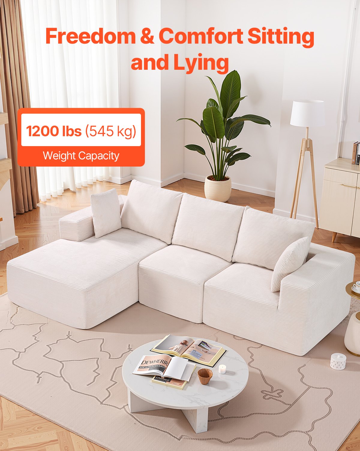 Modular Sectional Sofa, L Shaped Modular Sofa with Chaise, Cloud