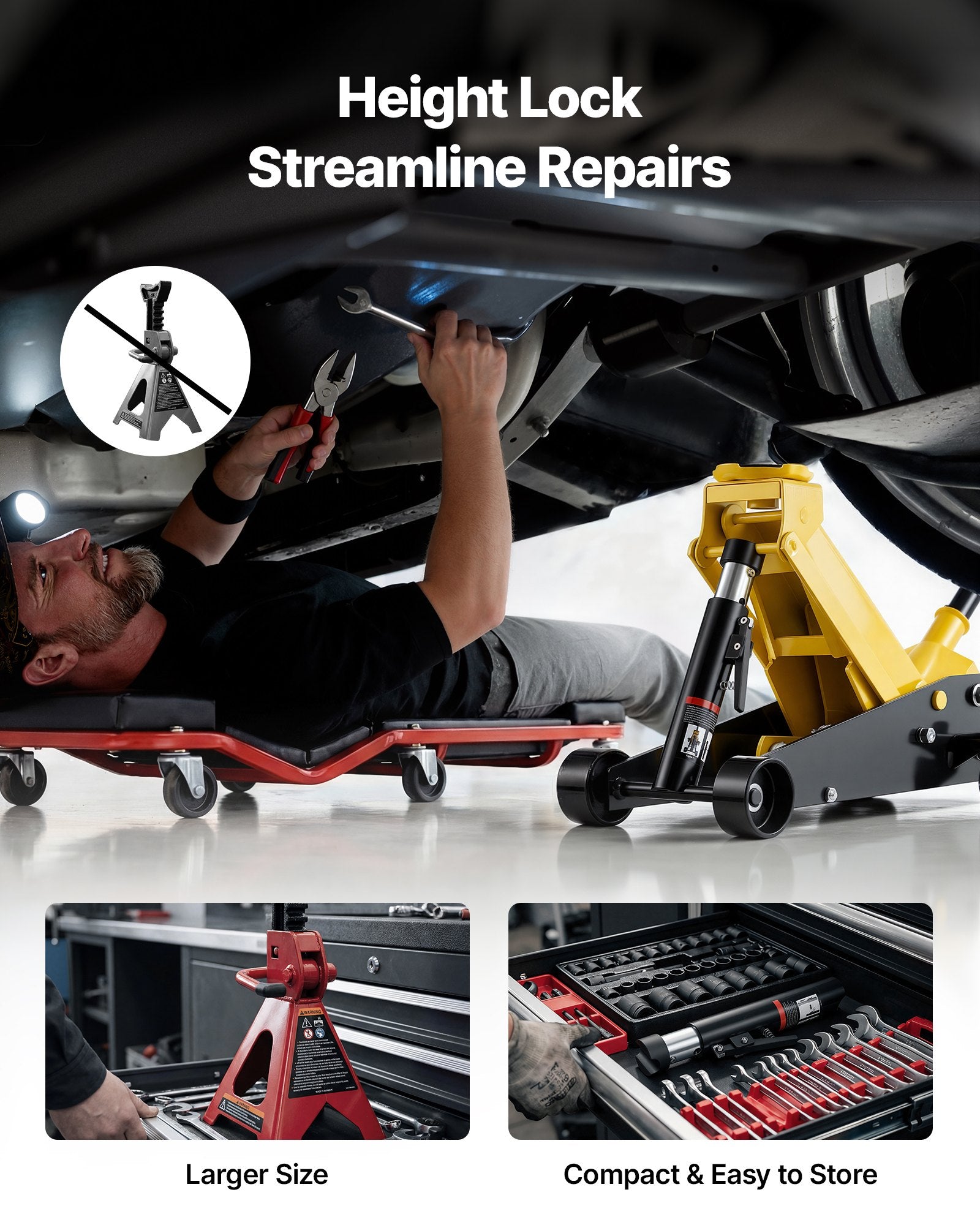 Low Profile Floor Jack, 3 Ton Capacity, Steel Racing Floor Jack with