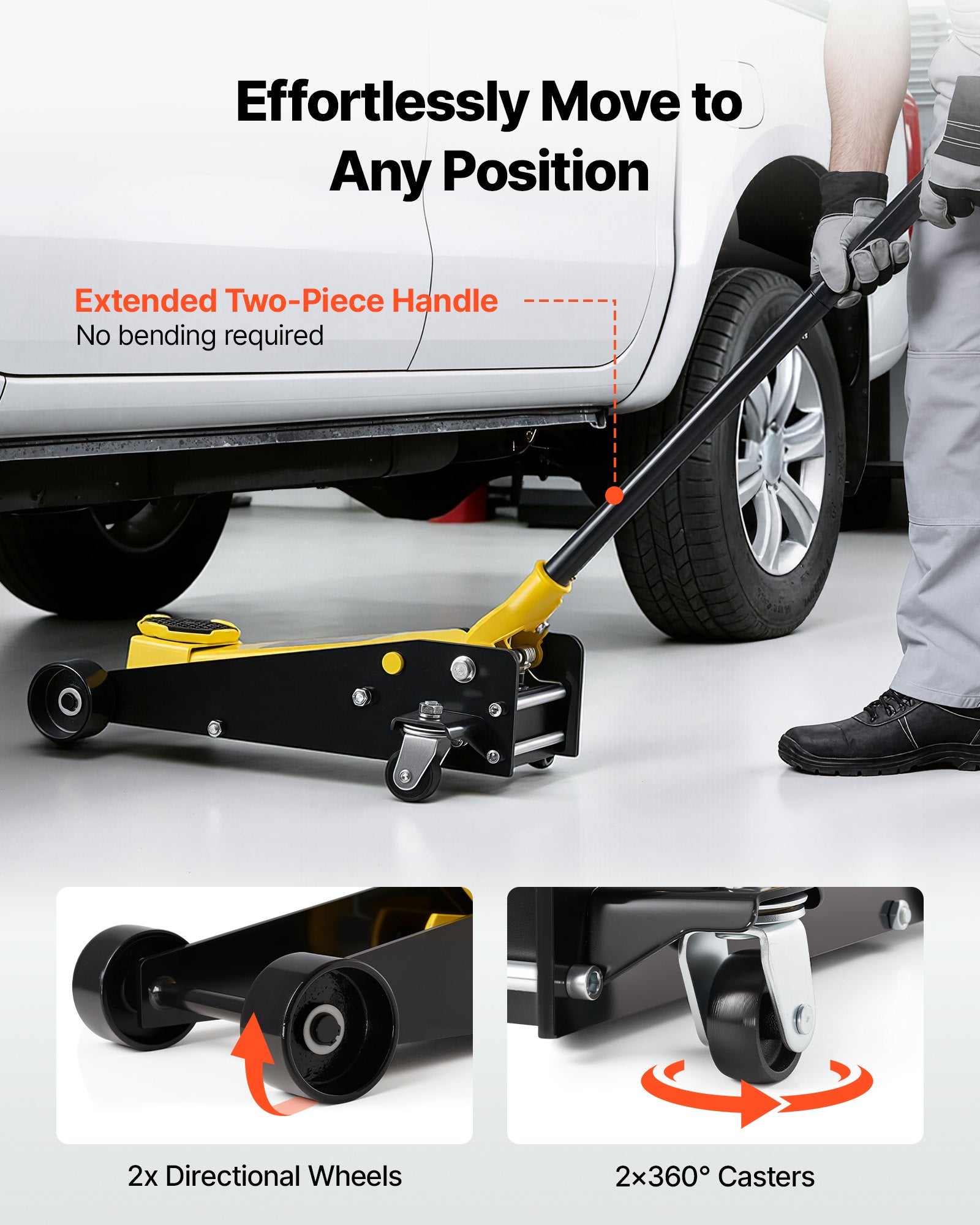 Low Profile Floor Jack, 3 Ton Capacity, Steel Racing Floor Jack with