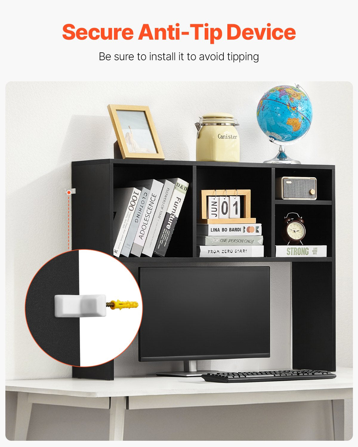 Desktop Bookshelf, 1-Tier Desktop Storage Organizer, 37 x 9.4 x 28.7