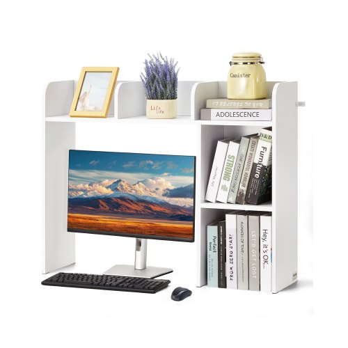 Desktop Bookshelf, 2-Tier Desktop Storage Organizer, 37.2in x 9.5in x