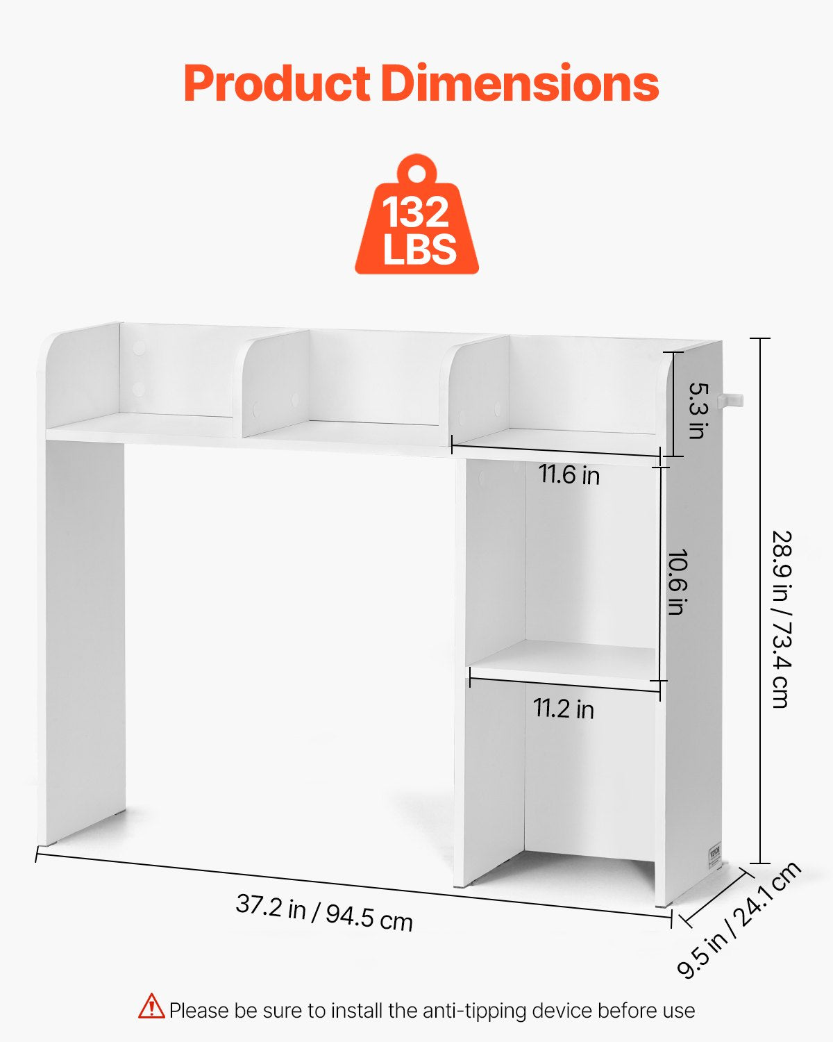 Desktop Bookshelf, 2-Tier Desktop Storage Organizer, 37.2in x 9.5in x