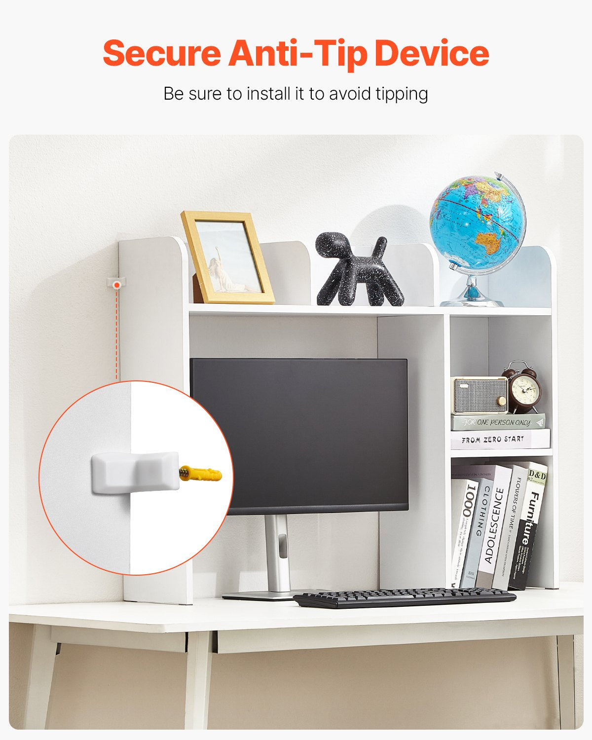 Desktop Bookshelf, 2-Tier Desktop Storage Organizer, 37.2in x 9.5in x