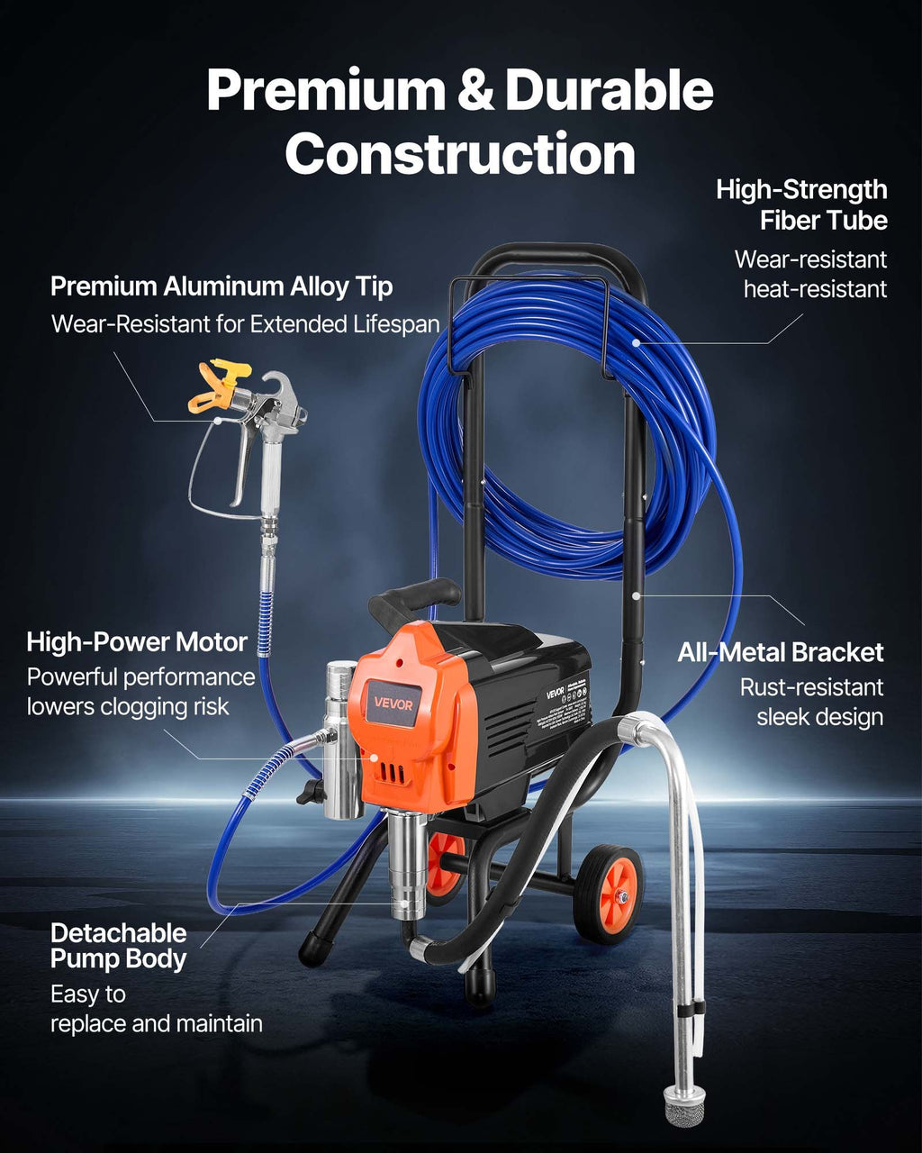 Stand Airless Paint Sprayer, 1500W, 3300PSI High Pressure Airless