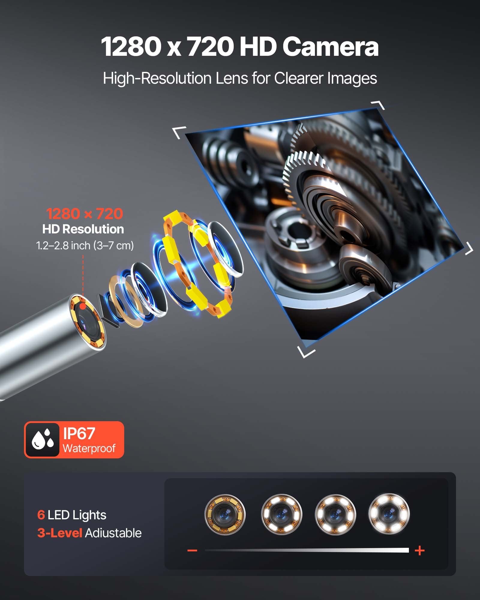 Articulating Borescope with 3.9mm Ultra Slim Lens, 4-Way 360°