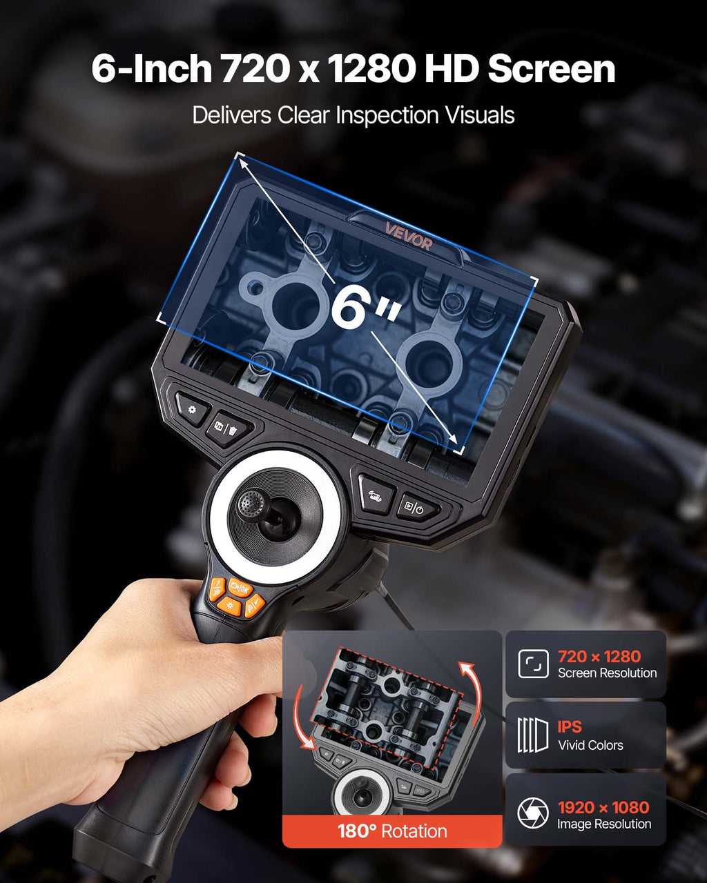 Articulating Borescope with 3.9mm Ultra Slim Lens, 4-Way 360°