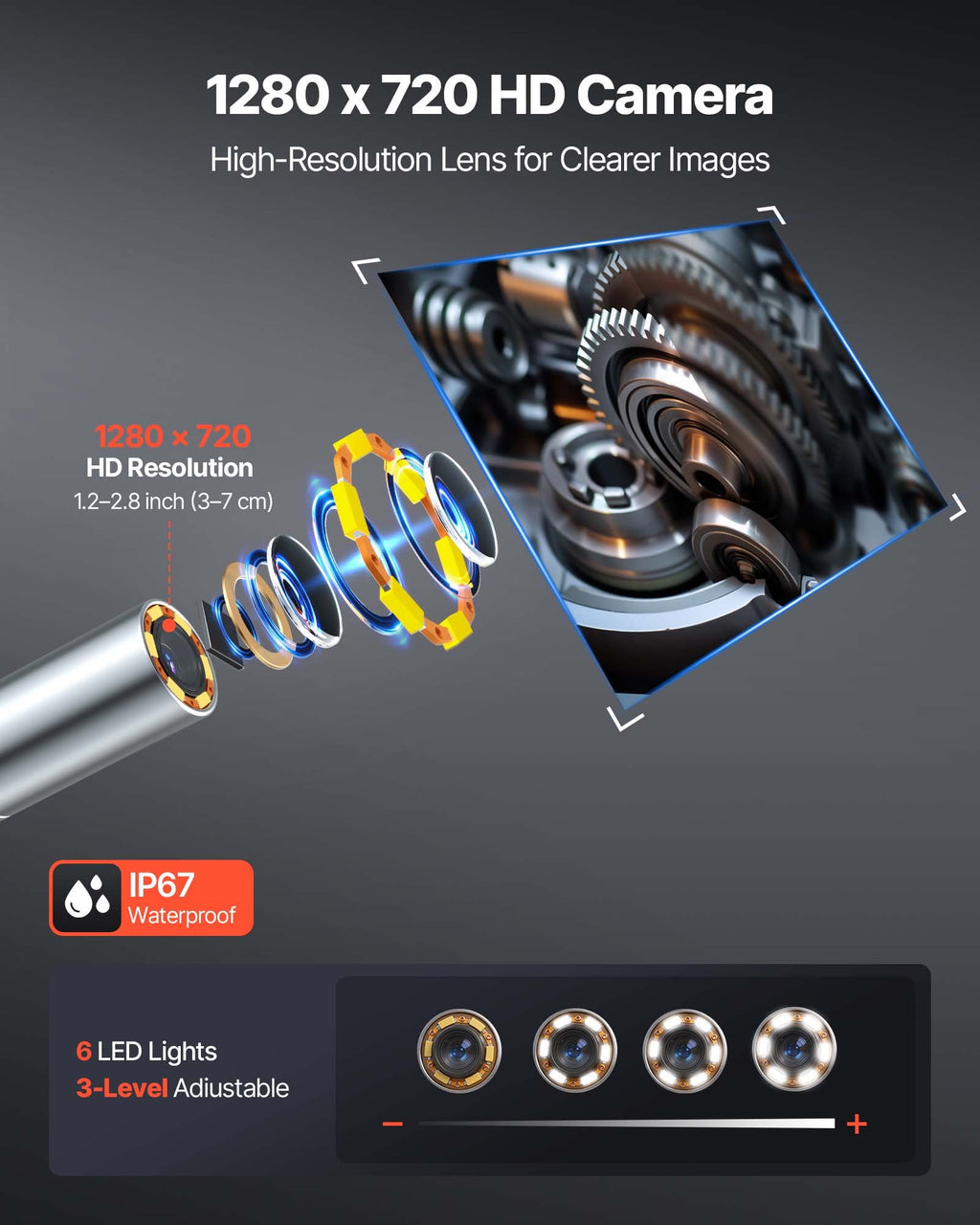 Articulating Borescope with 3.9mm Ultra Slim Lens, 4-Way 360°