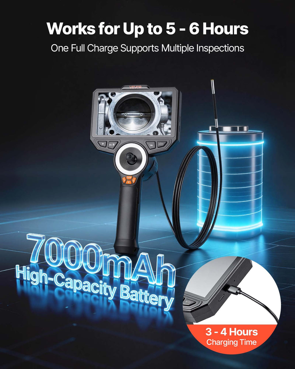 Articulating Borescope with 3.9mm Ultra Slim Lens, 4-Way 360°
