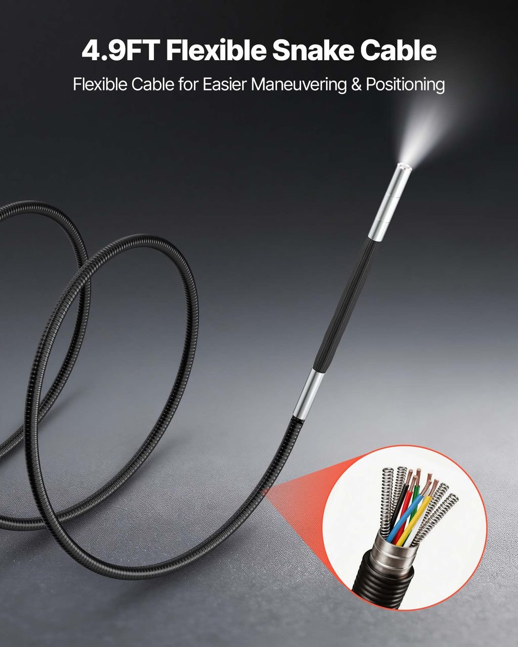 Articulating Borescope with 3.9mm Ultra Slim Lens, 4-Way 360°