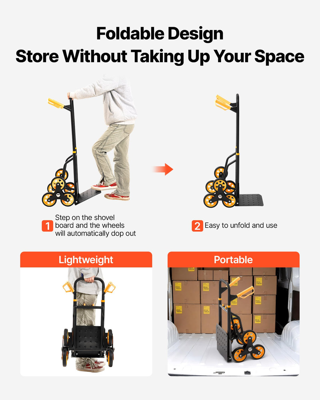 Stair Climbing Cart, 150 kg Stair-Climbing Capacity, Heavy-Duty