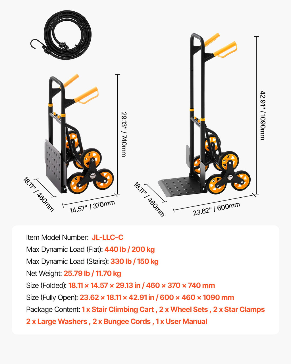 Stair Climbing Cart, 150 kg Stair-Climbing Capacity, Heavy-Duty